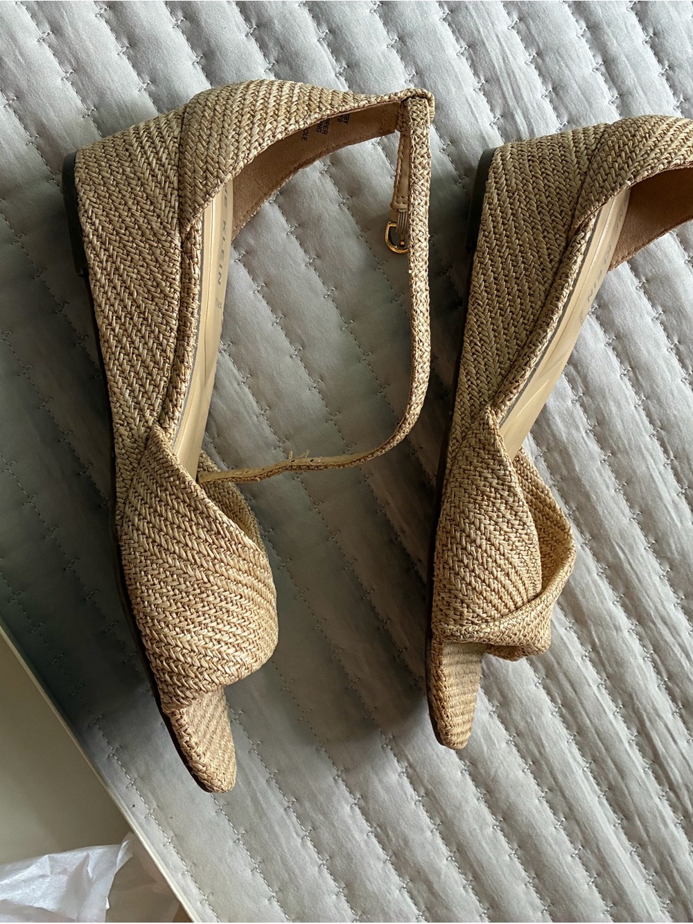 Anne Klein Braided Open-Toe Ankle-Strap Sandals in Natural Tan - Picture 2 of 3